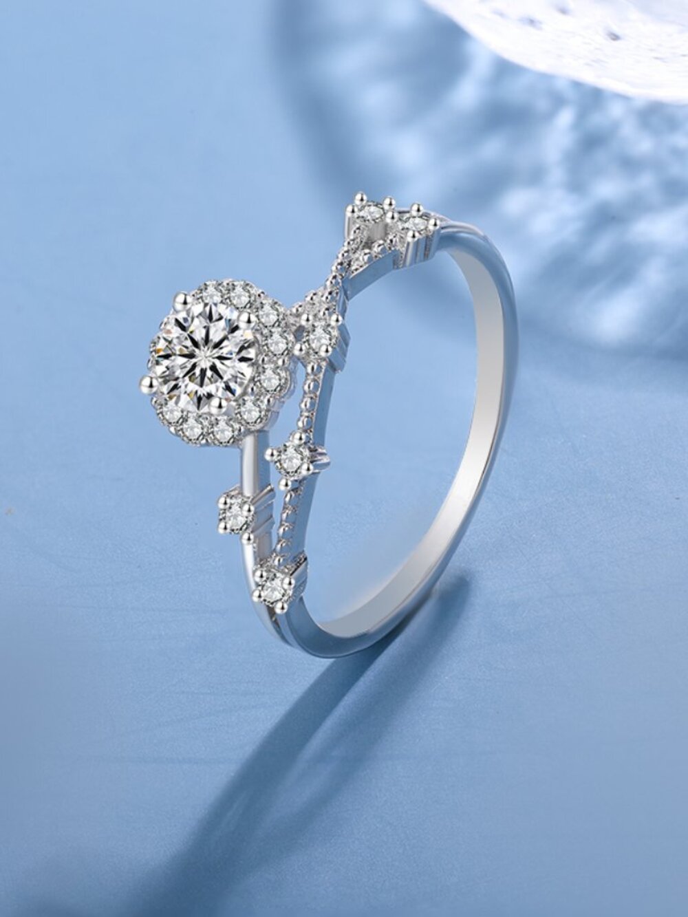 Size 7 - 925 Sterling Silver Dainty Ring, VVS1 Moissanite, GRA Certified MR003